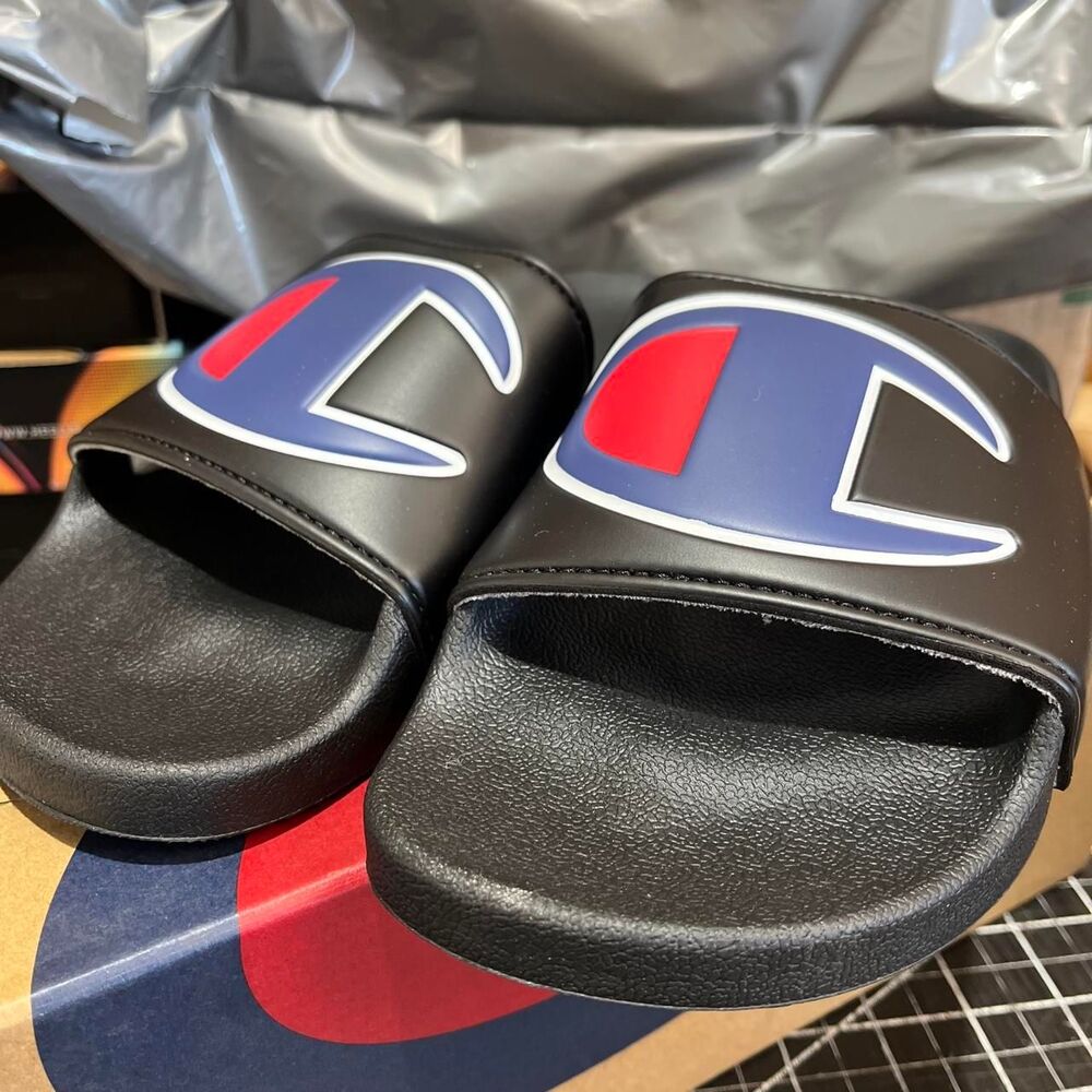 Champion Men's White and Cream Slides
